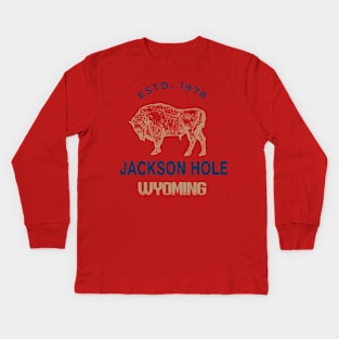 The Jackson Hole Exclusive Wyoming Snow Lovers Kids Long Sleeve T-Shirt